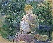 Berthe Morisot Pasie Sewing in the Garden at Bougival oil painting artist